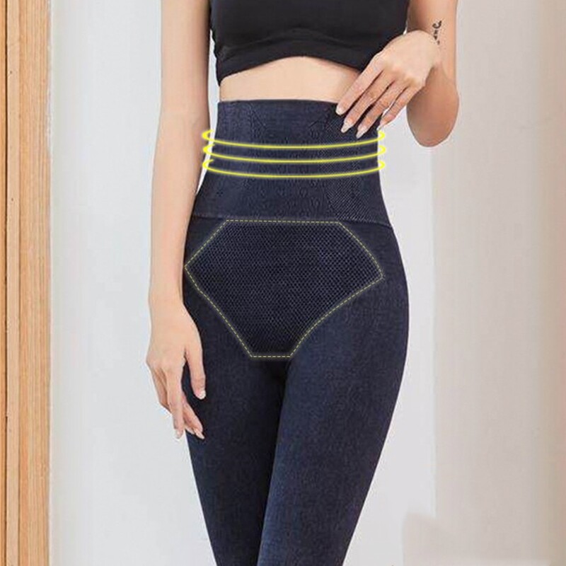 牛仔芭比打底裤女外穿高腰收腹翘臀提臀美腿高弹力显瘦小黑紧身裤