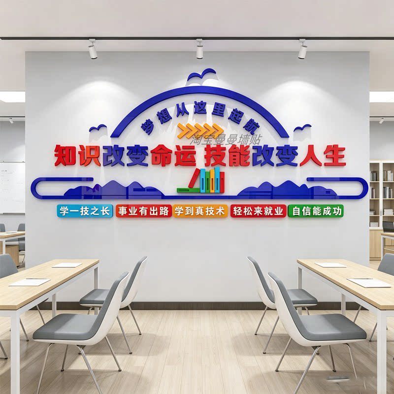 职业教育学校文化墙贴中专大专职业技术院校园技能培训标语亚克力
