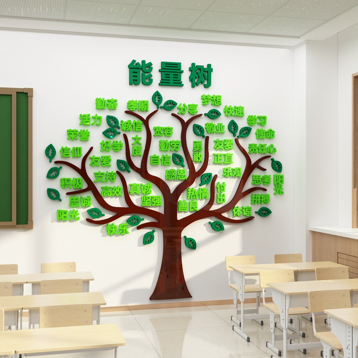 积极心愿树文化墙贴纸中小学生励志标语班级布置教室墙面装饰神器