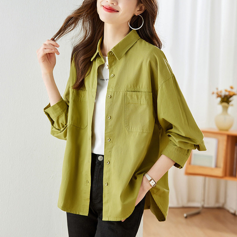 纯棉女式长袖衬衫2026春款通勤上衣104.6元