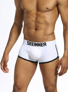 SEEINNER希内纯棉性感男士臀垫罩杯平角内裤翘臀增大四角前凸后