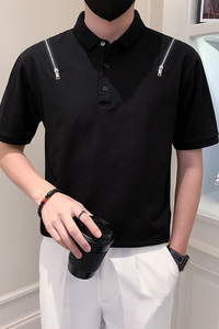 2023新款夏季短袖T恤男拉链设计感潮牌Polo衫半袖 A313-3303-P55图片