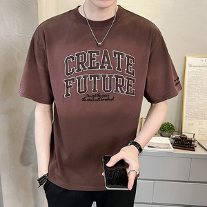 2023新款夏季短袖T恤男渐变潮牌刺绣纯体恤 A313-7828-P58图片