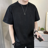 2023新款夏季短袖T恤男潮牌刺绣麂皮绒半袖A313-5609-P48控价69，男装T恤，电商A313