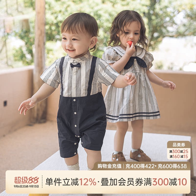 婴儿宝宝连体哈衣夏季连衣裙纯棉图片