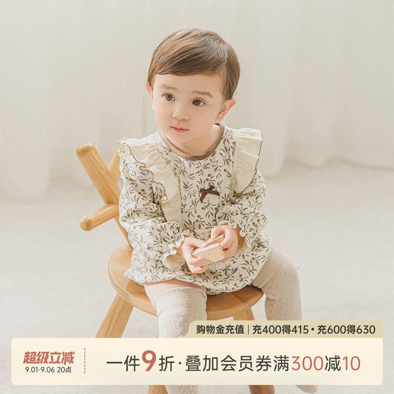 乖奇熊女宝宝春秋季长袖包屁衣图片