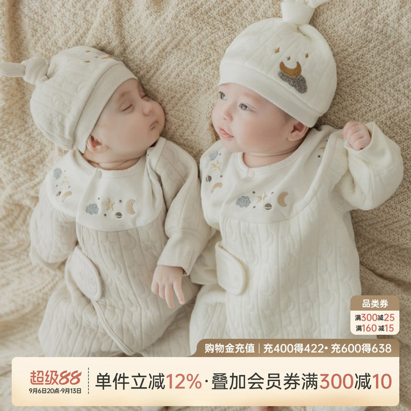 乖奇熊新生儿宝宝绑带连体衣纯棉图片