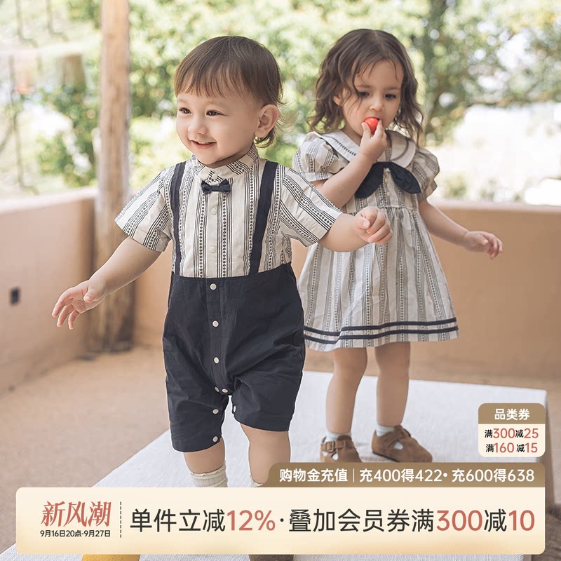 婴儿宝宝连体哈衣夏季连衣裙纯棉图片