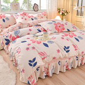 高级感纯棉四件套100%全棉小清新被套床单床裙宿舍南通床上用品三