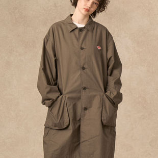25SS DT DOWNPROOF WORK COAT法式简约棉麻翻领男女中长风衣外套