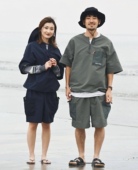 套装 T恤短裤 男女 双H日系防水机能户外水陆两用拉链口袋短袖 独家