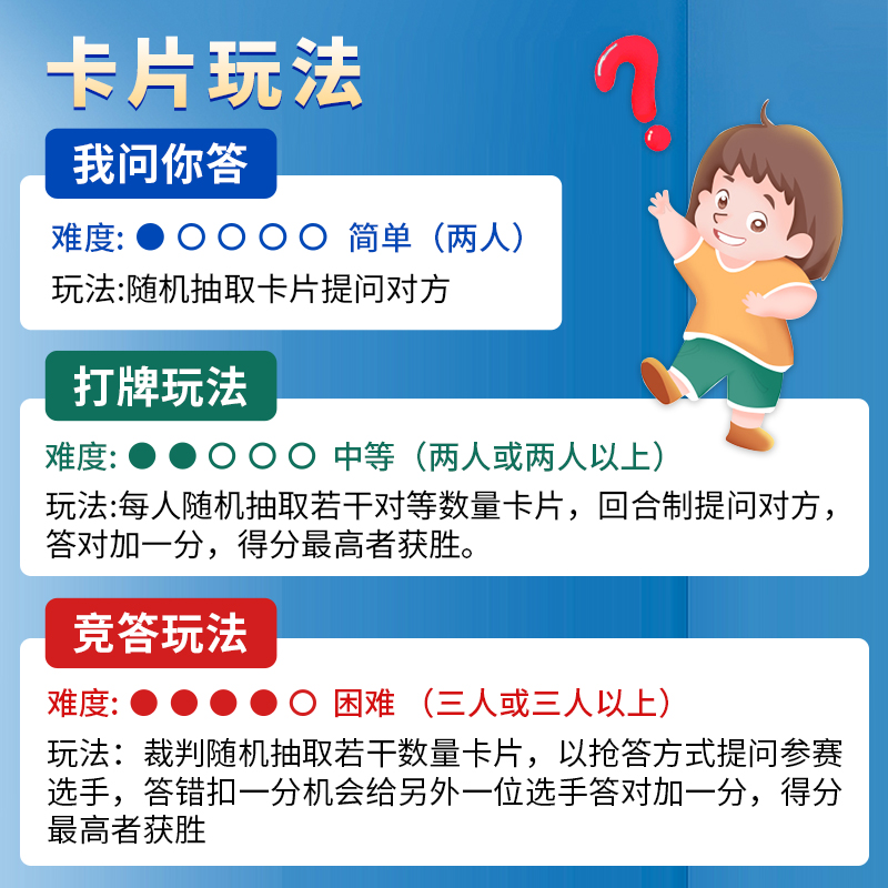 百科知识能量卡中小学生趣味百科常识问答成语接龙扑克卡片记忆牌