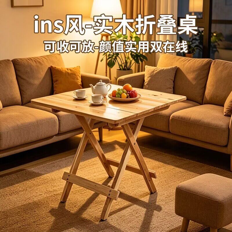 折叠桌子出租房吃饭桌餐桌写字桌户外宵夜摆摊折叠桌烧烤桌实木桌