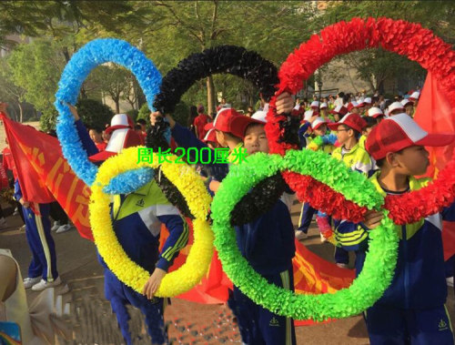五环花环运动会开幕式硬圈钢丝创意方阵道具仪仗队手持道具牌面