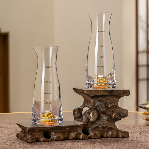 二两白酒分酒器套装家用小号水晶玻璃醒酒器带刻度100ML量酒器