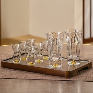 高档白酒杯分酒器套装 轻奢高档子弹杯酒盅杯架水晶一口杯专用酒具