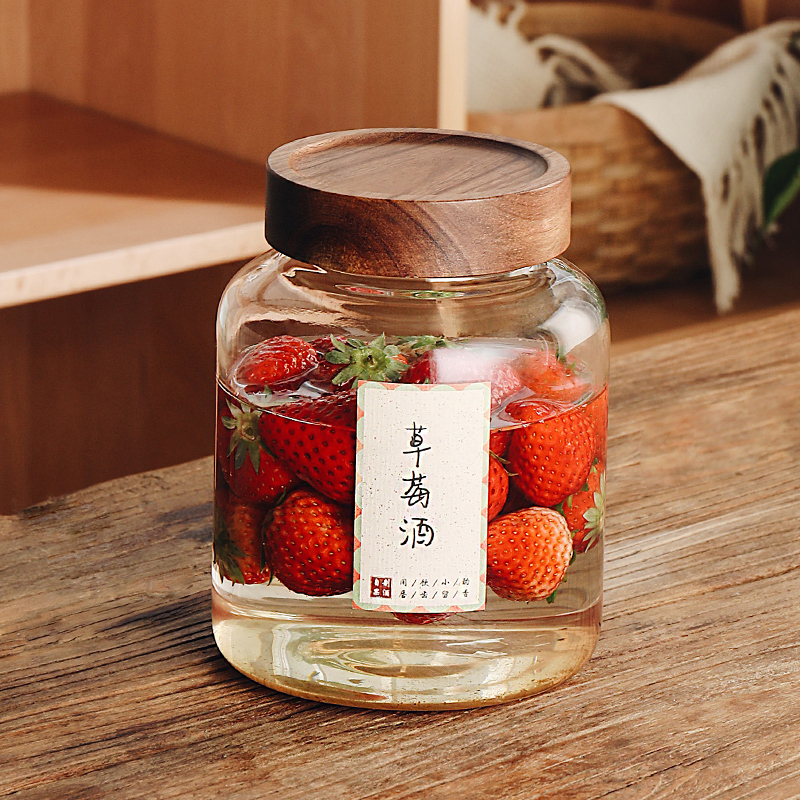草莓泡酒玻璃瓶大号密封罐荔枝青梅酒罐空瓶自酿果酒发酵酒桶酒坛