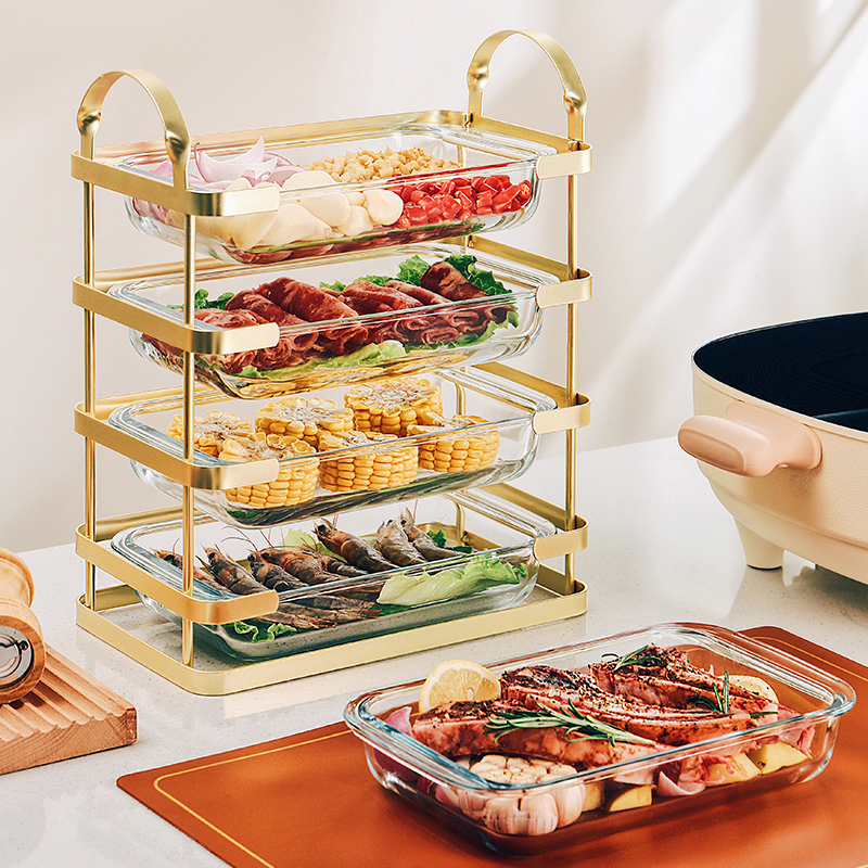 厨房长方形多功能玻璃备菜盘