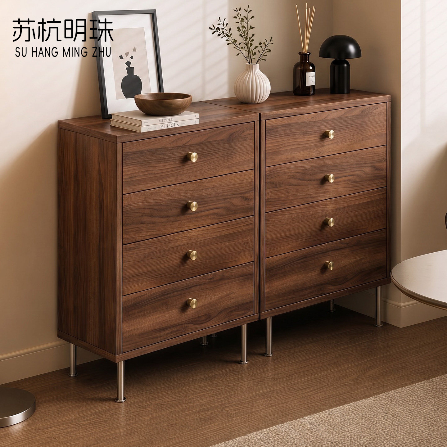 中古风窄款收纳抽屉四斗柜
