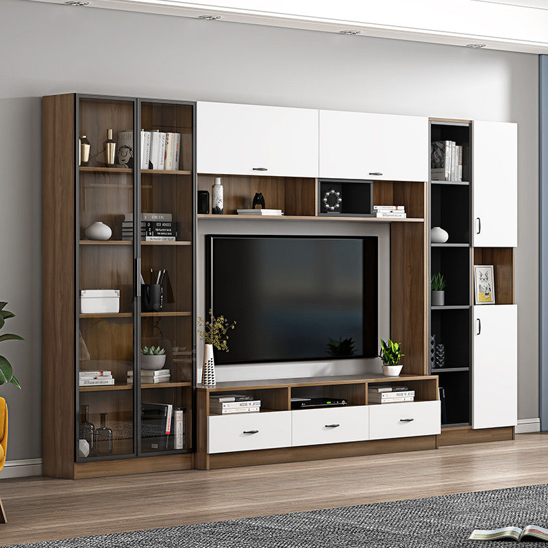 定制客厅电视柜书柜书架背景墙一体组合墙整面整体电视墙储物柜子