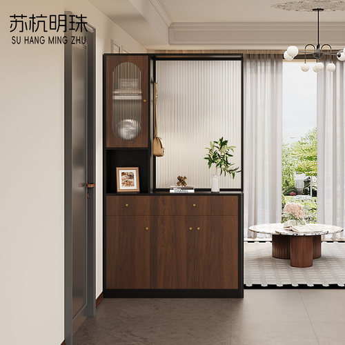 中古风玄关鞋柜一体可定制屏风