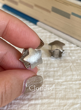 「来自星星的礼物」五角星s925纯银拉丝耳钉耳饰小众设计