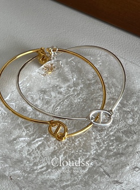 Cloudss 韩国进口ins风猪鼻子两段式s925银手镯