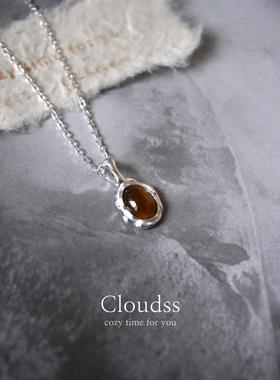 「焦糖琥珀」S925纯银项链女小众设计感秋冬项链链