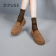 新款 休闲鞋 复古羊绒厚底小圆头牛津鞋 Dfuse迪芙斯秋季 乐福鞋