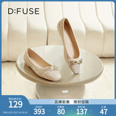 女DF31111031 方头蝴蝶结芭蕾舞平底单鞋 DFuse迪芙斯春季 新款