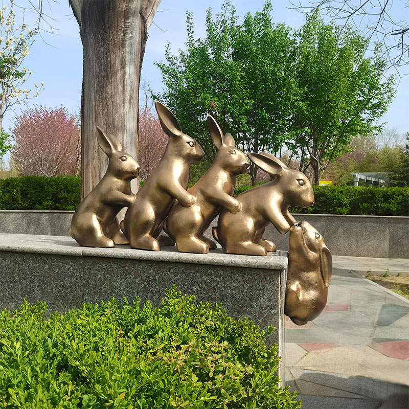玻璃钢雕塑仿铜兔子庭院装饰摆件