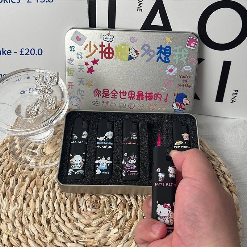 库洛米玉桂狗防风打火机创意合金粉色火焰高颜值网红爆款送男友潮