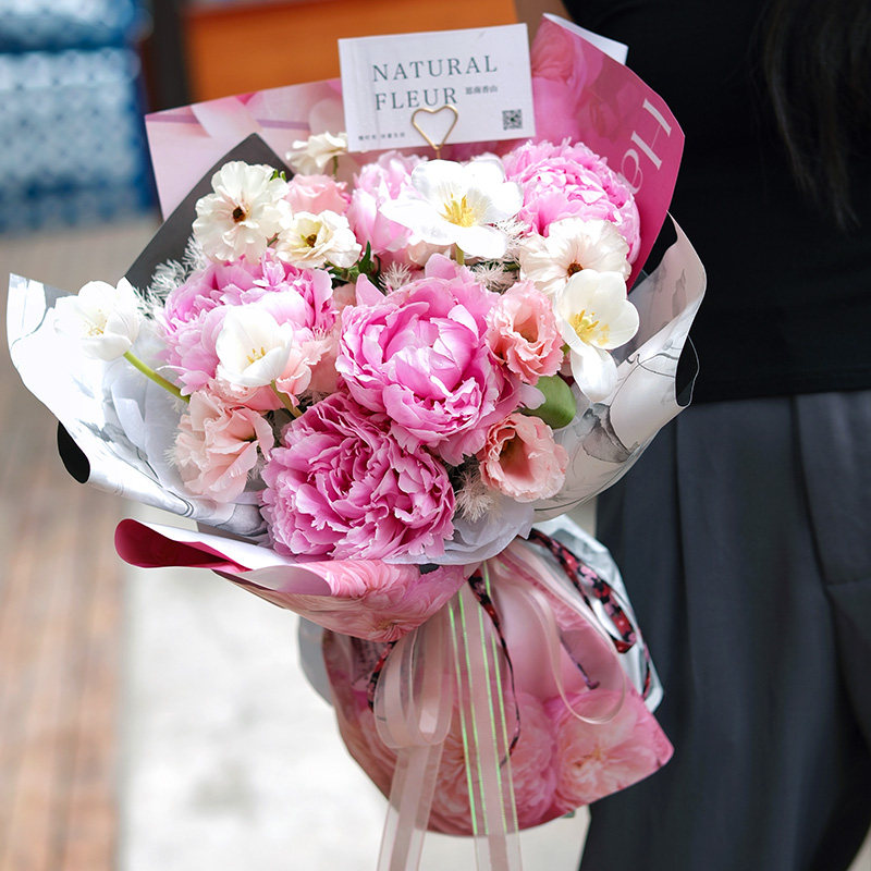 芍药鲜花花束玫瑰花郁金香北京花店同城速递生日送女朋友思南香山