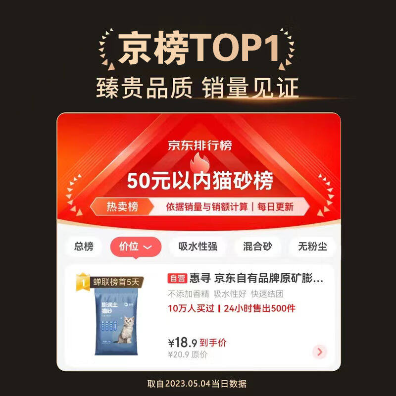 惠寻京东自有品牌原矿膨润土猫砂20斤天然原味猫沙猫用品10kg高性价比高么？