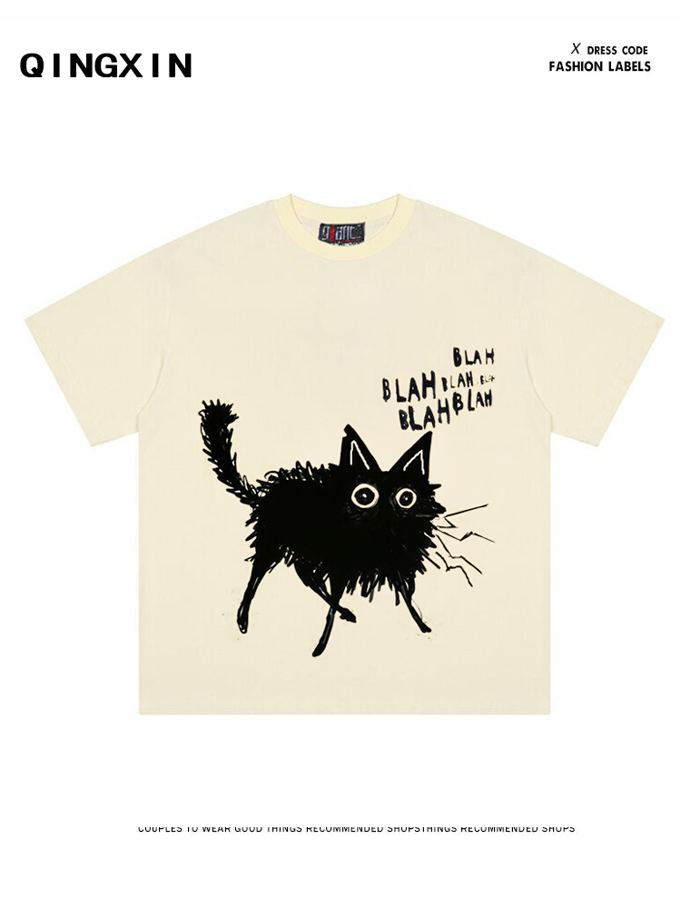 抽象绘画印花潮牌百搭短袖t恤