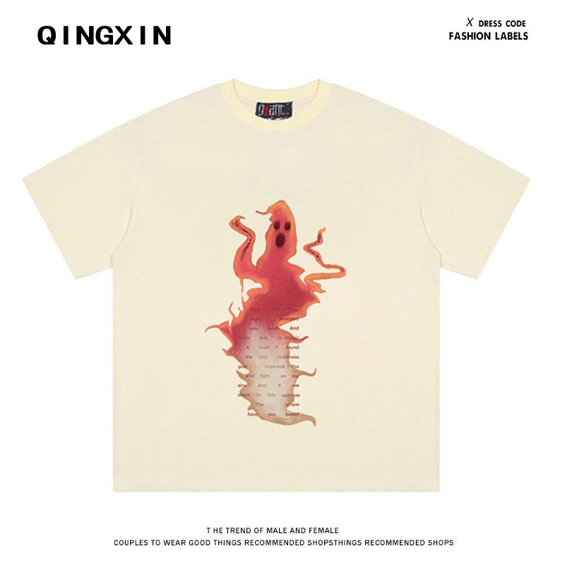 美式潮牌抽象印花小众短袖t恤