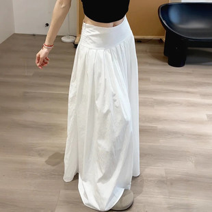 白色拼接半身裙女2026新款胖mm高腰宽松遮胯显瘦梨型身材伯克利裙