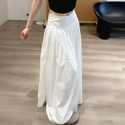 白色拼接半身裙女2026新款胖mm高腰宽松遮胯显瘦梨型身材伯克利裙