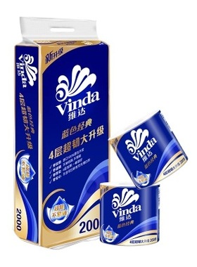维达卷纸2000克V4073超韧四层卷筒纸1条10卷有芯卫生纸巾家用厕纸