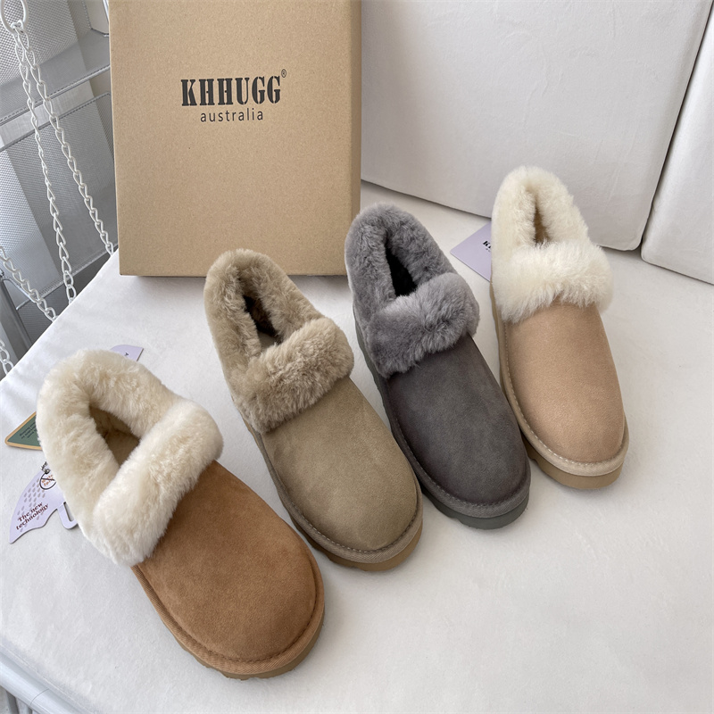 KHΗUGG雪地靴女皮毛一体 大喜庆同款棉鞋低帮短筒懒人鞋KHΗUGG