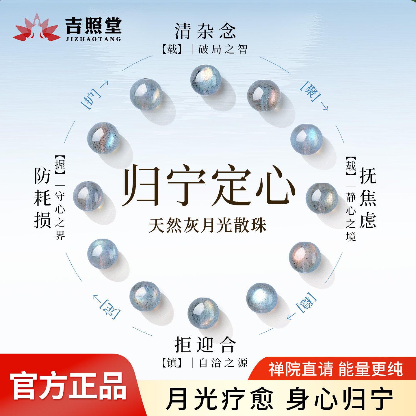 天然月光石散珠diy灰月光手串拉长石水晶单珠手链男女款情侣转运
