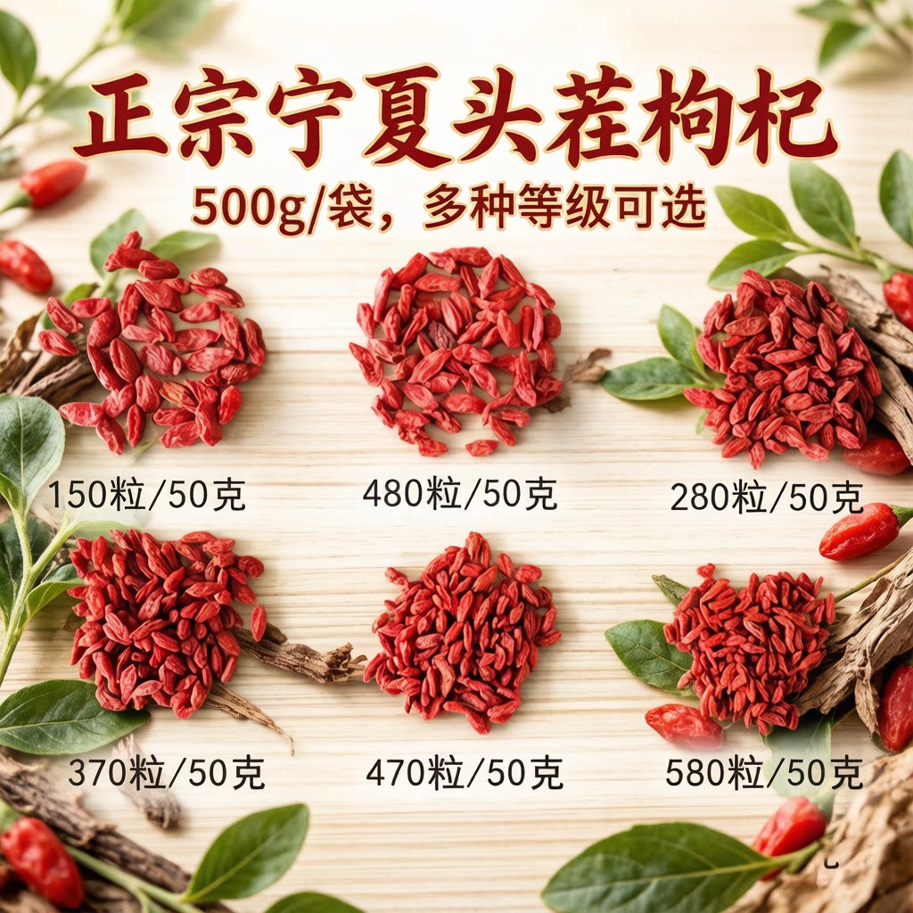 新货枸杞子500g宁夏特级免洗大粒苟杞不染色红勾杞中宁构杞子枸