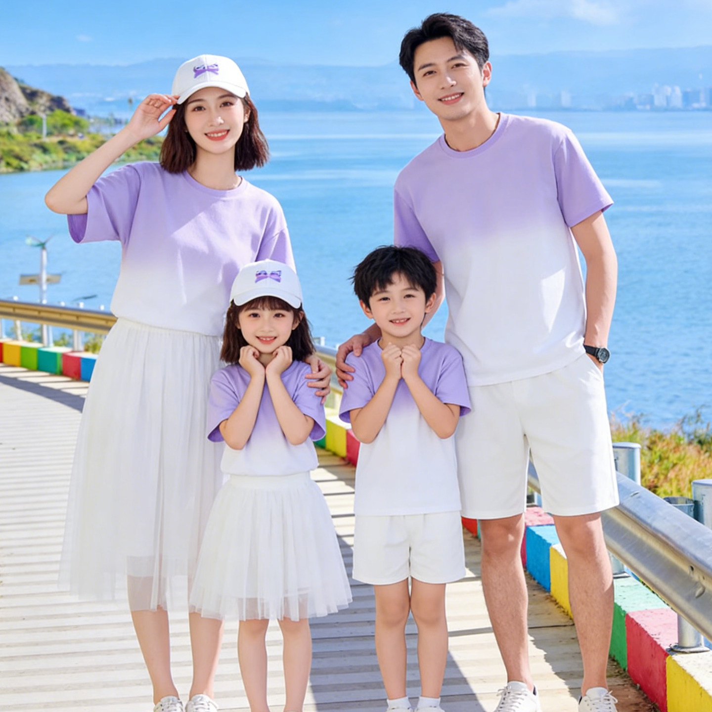 2026新款夏季亲子渐变沙滩T恤