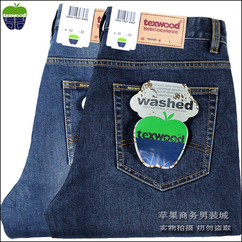 四季Texwood/苹果牛仔裤男萍果薄厚正品宽松直筒弹力中年男裤子