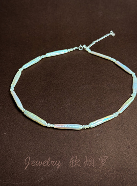 天然淡水瘦银条巴洛克珍珠项链