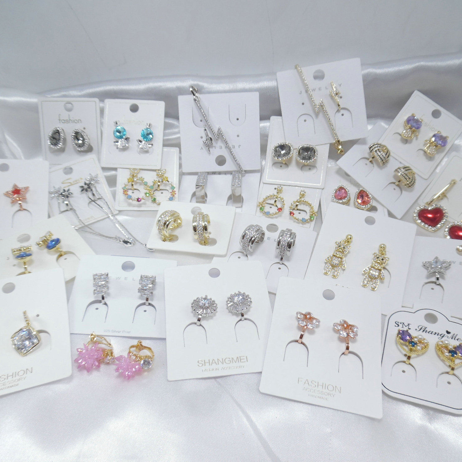 无耳洞耳夹锆石微镶花朵小动物几何星星人造水晶530005