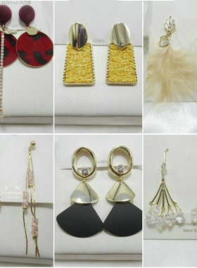 三件包邮大厂尾货部分925银针夸张大耳钉蝴蝶结流苏几何耳环48206