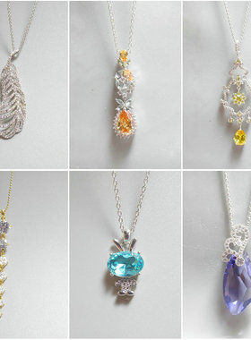 锆石水滴眼睛兔子几何花朵毛衣链