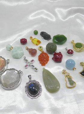 天然石原创水晶吊坠翡翠链子挂件