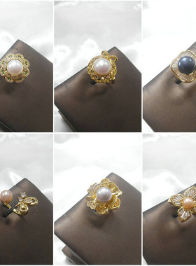 女天然珍珠淡水戒指指环开口可调